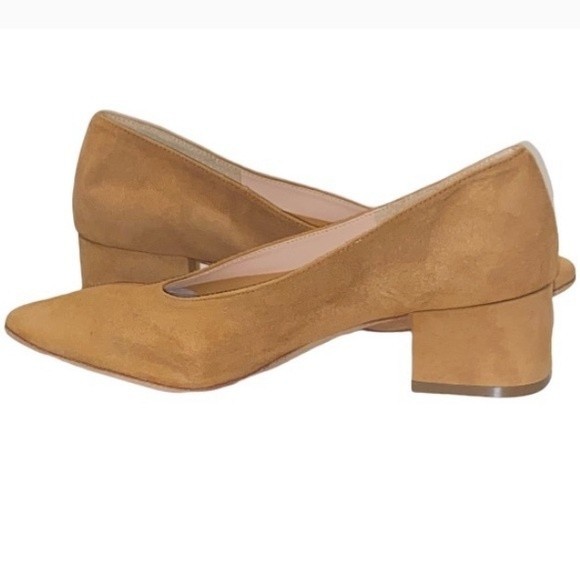 Loeffler Randall Brooks Pump Tan Kid SuedeVero Cuolo Mid Heel size 9B - Picture 1 of 16